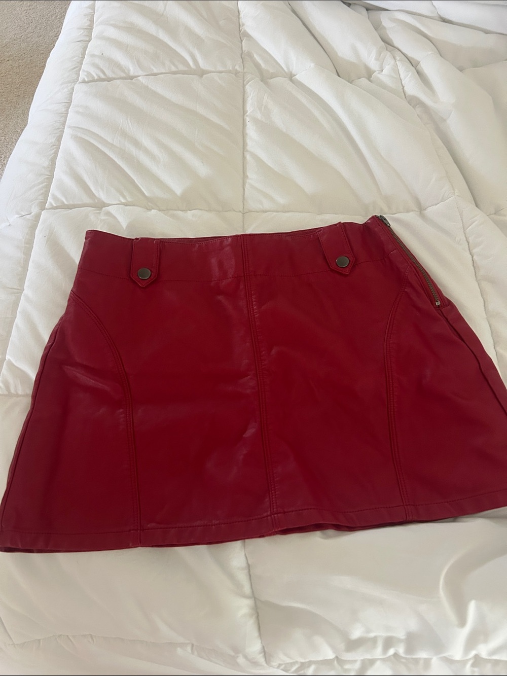 We The Free Red Faux Leather Mini Skirt